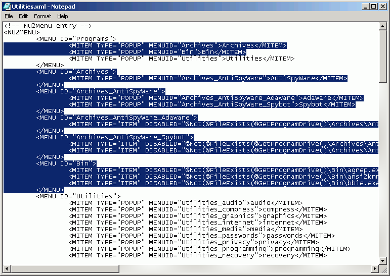 Delete lines that have a MENUID you don't want in your menu